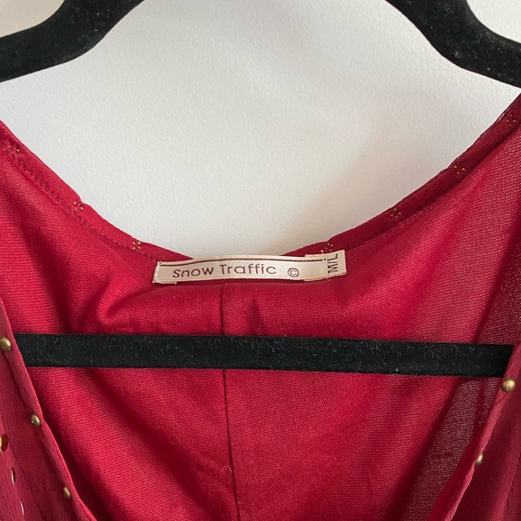 Womens red/maroon dress - size M/L - Picture 2 of 3